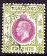 HONG KONG 1921 KGV 20c Purple & Sage-Green SG125 Used - Gebraucht