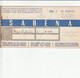 SABENA  TICKET D,AVION BARCELONE-BRUXELLES  31 MAI 1952 - Billetes