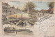 A1250) GROETEN Uit NIEUWESCHANS - LITHO M. Gemeentehuis - Hotel WACHO -Logement SPOORZICHT Kegelbaan Papierfabriek 1904 - Nieuweschans