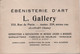 Carte Commerciale/ Ebéniste D' Art / L. GALLERY/ Rue De Paris / CLAMART ( Seine) / Vers 1930-1950       CAC211 - Eintrittskarten