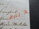 AD Preussen 1858 K2 Langerwehe Nach Bruxelles Rücks. Stempel In Rot / Grün Und Blau Bahnpost Coeln - Verviers - Cartas & Documentos