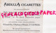 ANGLETERRE- CARTE ABDULLA CIGARETTE -173 NEW BOND STREET TIRAILLEUR AFRIQUE- ZIGARETTEN- TABAC- - Documenti