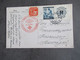 BuM AK Prag Deutsches Theater Zeitungsmarke Nr.44 Und ZD 9 Roter SST Aus Dem Bedarf Pilsen - Reichenberg Sudetengau - Storia Postale