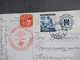 BuM AK Prag Deutsches Theater Zeitungsmarke Nr.44 Und ZD 9 Roter SST Aus Dem Bedarf Pilsen - Reichenberg Sudetengau - Covers & Documents