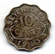 SEYCHELLES, 10 Cents, Copper-Nickel, Year 1943, KM #1 - Seychelles