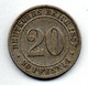 Allemagne  -  20 Pfennig 1887 D - état  TB - 20 Pfennig