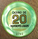 42 CASINO DE MONTROND-LES-BAINS JETON DE 20 FRANCS N° 0745 CHIP COINS TOKENS GAMING - Casino