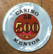 06 MENTON CASINO JETON DE 500 FRANCS N° 00305 CHIP COINS TOKENS GAMING - Casino