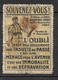 France Vignette Ligue Contre Les Crimes Allemands "Souvenez Vous " Guerre 1914/1918 AB  - Military Heritage