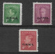 CANADA 1949 - 1950 1c, 3c, 4c OFFICIALS SG O172, O174, O175 MOUNTED MINT Cat £11.50 - Overprinted