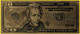 Billet De Banque Neuf Doré à L'or Fin - 20 Dollars US - Andrew Jackson - N° - 0123456789 - The United States Of America - Collections