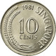 Monnaie, Singapour, 10 Cents, 1981, Singapore Mint, TTB, Copper-nickel, KM:3 - Singapour