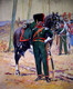 GOUACHE & AQUARELLE ORIGINALE Signée PIERRE ALBERT LEROUX: CHASSEURS A CHEVAL DE 1807 . MILITARIA - Waterverf