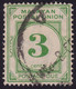 MALAYAN POSTAL UNION 1945 Postage Due 3c P15x14 Wmk.MSCA Sc#J14 - USED @N009 - Malayan Postal Union