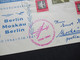 DDR 1961 Erinnerungsflug Berlin - Moskau - Berlin Deutsche Lufthansa Aeroflot SST Berlin NW 7 Luftpoststelle - Covers & Documents