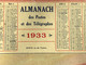 1933 Almanach Calendrier P.T.T SEMUR Vu Du Viaduc-MARNE-CHALONS-SUR-MARNE-Postes Et Télécommunications-☛Publicité-RARE- - Grand Format : 1921-40