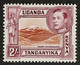 Kenya, Uganda And Tanganyika 1938 K.G.VI 2s Lake Brown And Purple Perf. 13¾x12¼ - Kenya, Uganda & Tanganyika