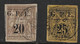 Guadeloupe N°1 Et 2 Oblitérés Cote 140€. Superbe. - Used Stamps