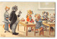 Delcampe - Serie De 12 Cpa Arthur Thiele - Chat Ecole - Edit Puppen & Spielzeugmuseum Tauber - Thiele, Arthur