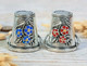 Thimbles TWO BUCKET Flowers Ethnic Solid Brass Metal Russian Souvenir Collection - Thimbles