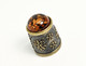 Delcampe - Thimble CHRYSANTHEMUM FLOWER W/ BALTIC AMBER Solid Brass Metal Russian Souvenir - Dedales