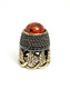 Thimble OPENWORK FLORAL W/ Amber Two Tone Solid Brass Metal Russian Collectible - Dés à Coudre