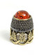 Thimble OPENWORK FLORAL W/ Amber Two Tone Solid Brass Metal Russian Collectible - Dés à Coudre