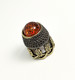 Delcampe - Thimble OPENWORK FLORAL W/ Amber Two Tone Solid Brass Metal Russian Collectible - Dés à Coudre