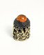 Thimble OPENWORK ART W/ Amber Two Tone Solid Brass Metal Russian Collectible - Dés à Coudre