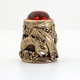 Thimble DRAGON WING W/ BALTIC AMBER Open Work Solid Brass Metal Russian Souvenir - Thimbles