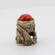 Thimble DRAGON WING W/ BALTIC AMBER Open Work Solid Brass Metal Russian Souvenir - Dés à Coudre