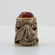 Thimble DRAGON WING W/ BALTIC AMBER Open Work Solid Brass Metal Russian Souvenir - Thimbles