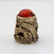 Delcampe - Thimble DRAGON WING W/ BALTIC AMBER Open Work Solid Brass Metal Russian Souvenir - Dés à Coudre