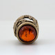 Delcampe - Thimble DRAGON WING W/ BALTIC AMBER Open Work Solid Brass Metal Russian Souvenir - Thimbles