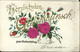 Timbre Fentsch Fontoy Diedenhoffen 1907 CPA Relief Gauffrée Bouquet Roses 25/29 - Brieven En Documenten