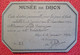 Ancienne Carte D'entrée Personnelle Au Musée De Dijon 1912 Au Peintre Noël Garrigues (1889-1952) - Tickets - Entradas