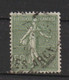 Variété Timbre SEMEUSE Lignée N°198 50 Centimes Vert Olive, Tache Entre 2 Rayons De Soleil - Gebraucht