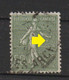 Variété Timbre SEMEUSE Lignée N°198 50 Centimes Vert Olive, Tache Entre 2 Rayons De Soleil - Gebruikt