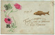 Fêtes : 1er Avril - Poisson D'Avril : Poisson - Coquelicot - Trèfle : Carte Gaufrée - Toilée : 1905 - 1er Avril - Poisson D'avril