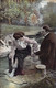 Série De 4 CPA Thème Couple Au Bord De L'eau - Oblitéré à Solessin En 1908 - Correspondance Frère Et Soeur - Koppels