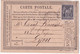 1878 - CARTE PRECURSEUR ENTIER SAGE Avec REPIQUAGE PRIVE ! (PERREGAUX & DIEDERICHS) à BOURGOIN (ISERE) Avec CONVOYEUR - Vorläufer