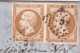 1861 - PAIRE 10c TII EMPIRE NON DENTELE Sur LETTRE De BORDEAUX Avec AMBULANT BORDEAUX à CETTE - 1853-1860 Napoleon III