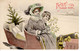 CP Fete Voeux Bonne Année Nouvel An CPA Dessin Femme Voiture Cadeaux Luge 1909 Michin Tours Guillemin - Anno Nuovo