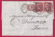 GRANDE BRETAGNE N°26 PAIRE (177) + N°49 (11) MANCHESTER POUR DUNKERQUE NORD LETTRE COVER FRANCE - Covers & Documents