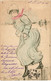 CPA PRECURSEUR DESSIN HENRI BOUTET - FEMME ROBE BLEUE PALE ET FOULARD ROSE - 1901 - Boutet