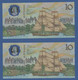 AUSTRALIA - P.49b – SET 2 PCS X 10 Dollars 1988 UNC, "Bicentennial Of Settlement In Australia" Commemorative Issue - 1988 (10$ Kunststoffgeldscheine)