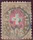 Heimat GR ST. MORITZ-BAD ~1885 Blauer Telegraphen-Stempel Auf Zu#18 Telegraphen-Marke 3.- Fr. Stumpfe Zähne - Telegraph