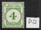 MALAYA - MALAYAN POSTAL UNION 1936 4c POSTAGE DUE SG D2 MOUNTED MINT Cat £45 - Malayan Postal Union