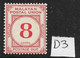 MALAYA - MALAYAN POSTAL UNION 1936 8c POSTAGE DUE SG D3 LIGHTLY MOUNTED MINT Cat £24 - Malayan Postal Union