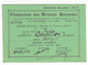 1934 COUPON COTISATION MEMBRE ADHERENT FEDERATION DES MUTILES, REFORMES, VEUVES DE GUERRE, ANCIENS COMBATTANTS, AUBE 10 - Documents